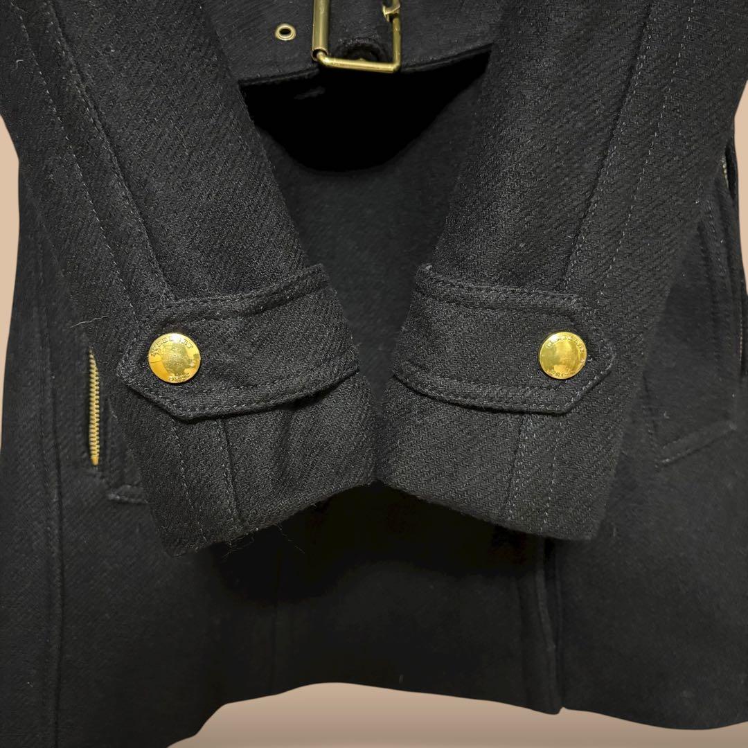 美品正規品ユーロ規格BURBERRYBRITカシミヤ混ウールコートチェック柄黒M