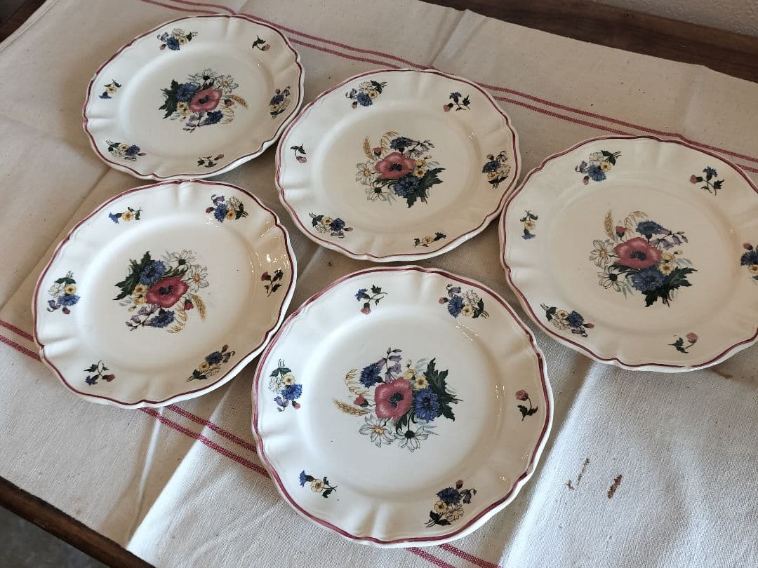 アンティーク　フランス　サルグミンヌ　アグレストデザート皿　5枚セット　19cm