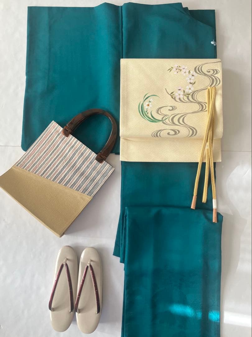 早春の花々 手描きの袋帯