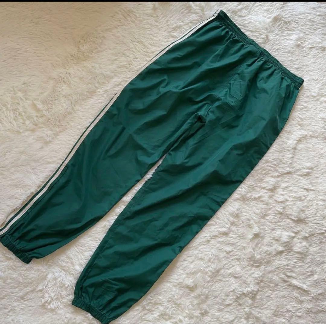 90's✨ adidas ナイロンパンツ　3本ライン　グリーン　希少　ワイド