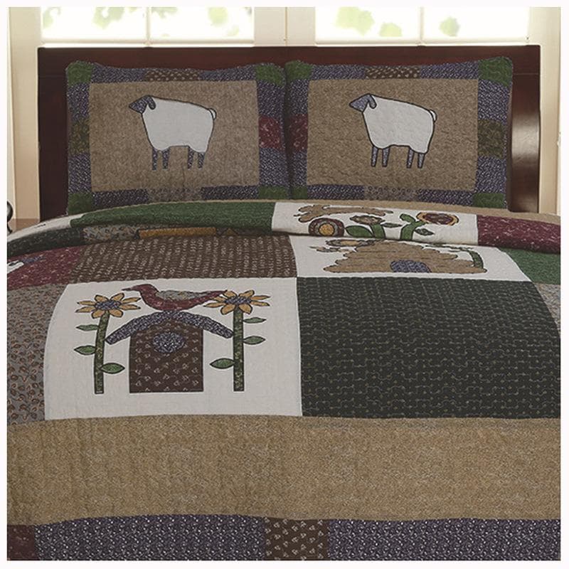 キルトベッドカバー3点セット綿マルチカバー キルティング AO