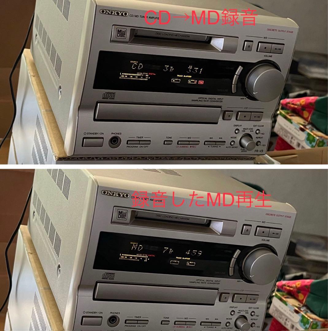 【動作品】ONKYO FR-V3 ミニコンポ 本体、リモコン、スピーカー