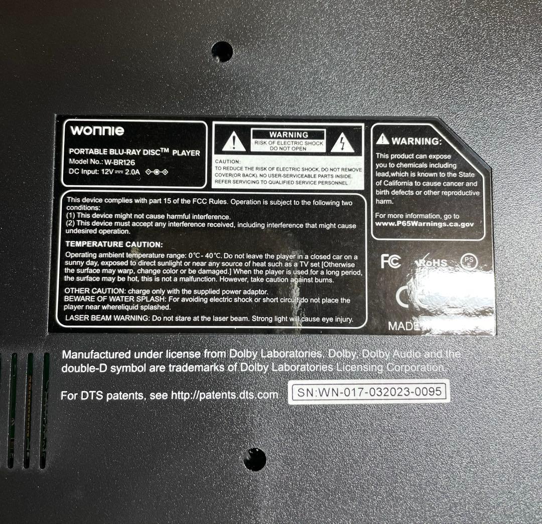 wonnie 新品 ポータブルDVD・BD・Blu-ray・ブルーレイプレーヤー