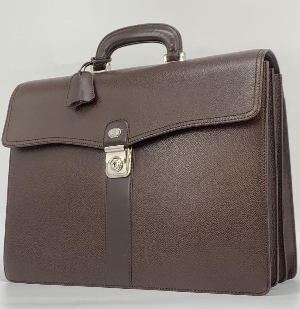 ダンヒル 鍵付き ハンド トート ビジネスバッグ ブリーフケース 本革 茶