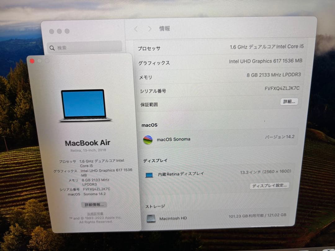 バッテリー良好　美品　MacBook Air 13インチ　A1932 128GB