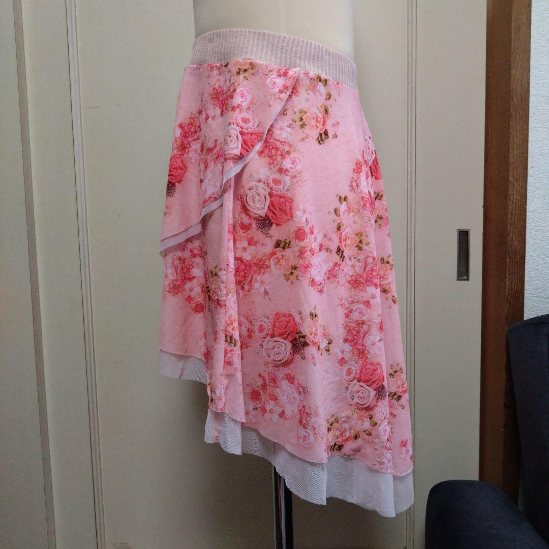 レオタードトウキョウ　スカート　プルオン　一回使用　花柄　ピンク