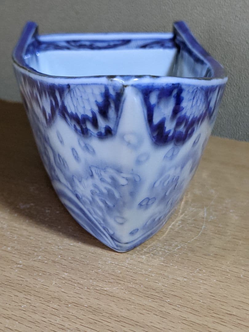 ♦江戸時代 瀬戸焼磁器 染付波千鳥貝尽くし紋 船 盃洗 骨董品 遺品少数レア物