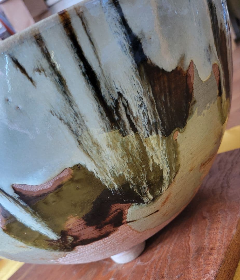 美品 陶器風炉★電熱器、楡材敷板、特注品金属底板のセット