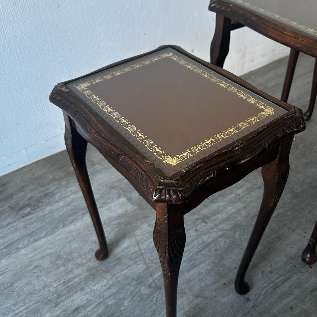 イギリス アンティーク家具 ガラストップ ネストテーブル 1960年頃 950A