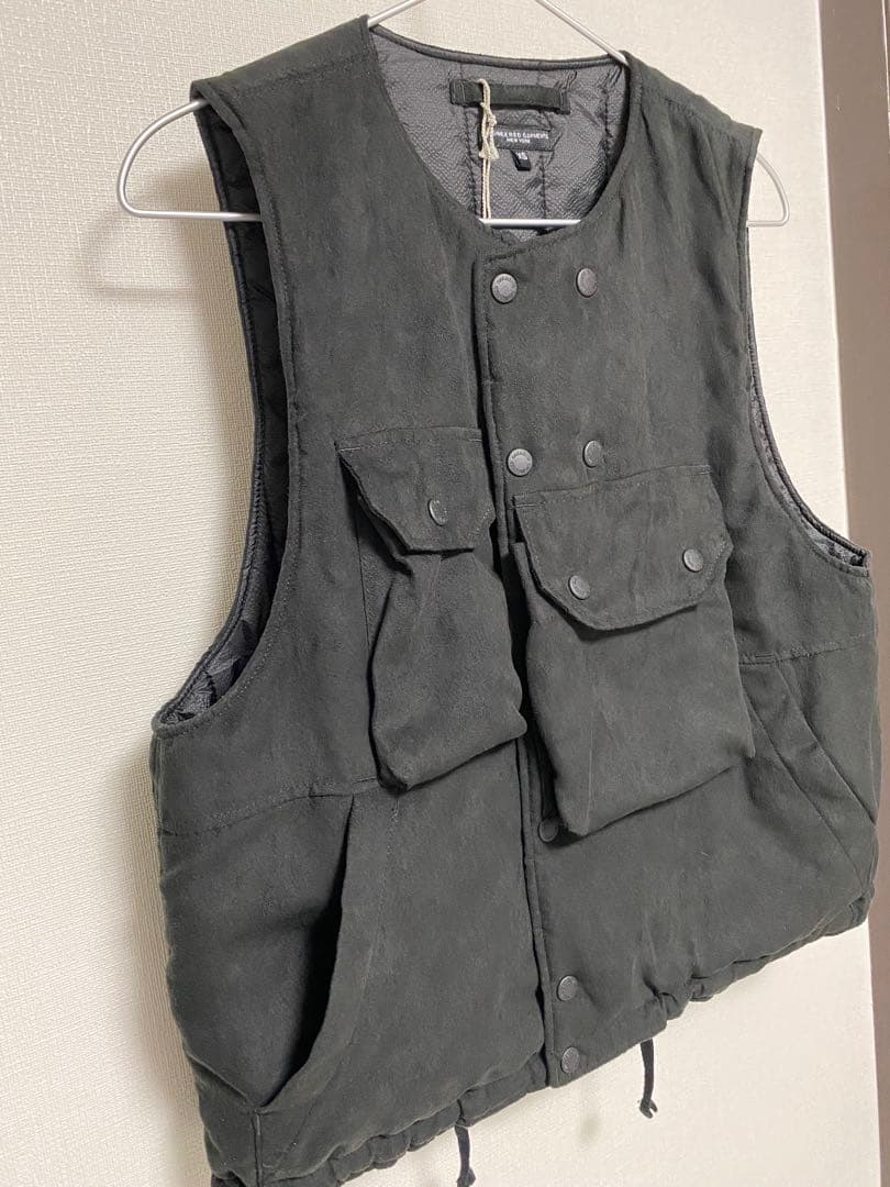 新品未使用 エンジニアードガーメンツ カバーベスト XS フェイクスエード 黒