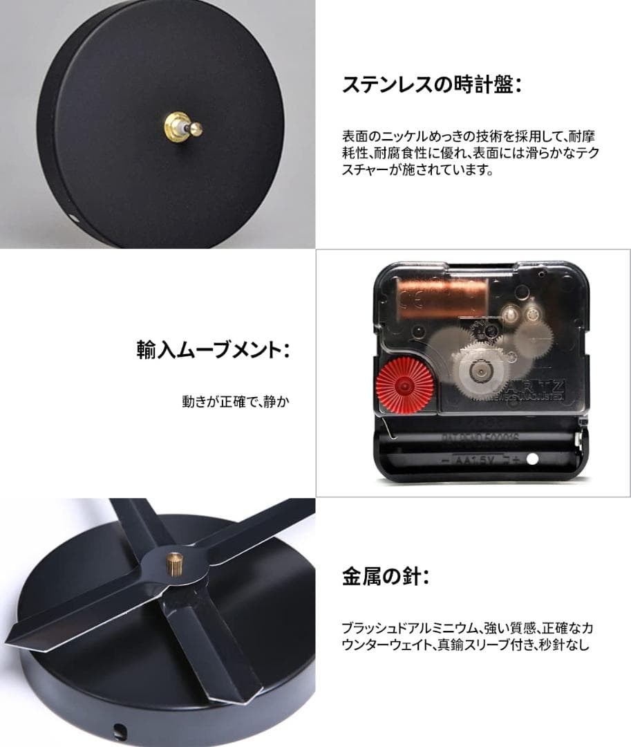 非電波静音 スタイリッシュモダン 3D立体数字ウォールクロック