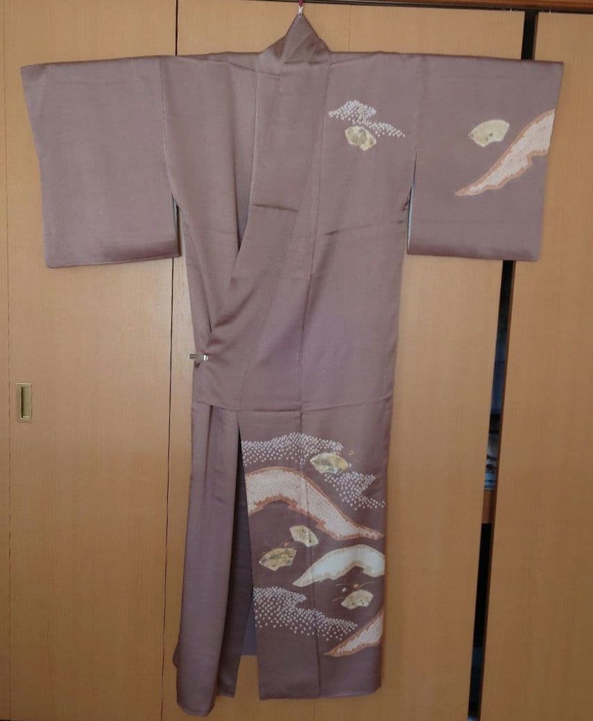 【お買い得品】訪問着　駒刺繍　絞り　流水花文　正絹　袷　唐織六通袋帯