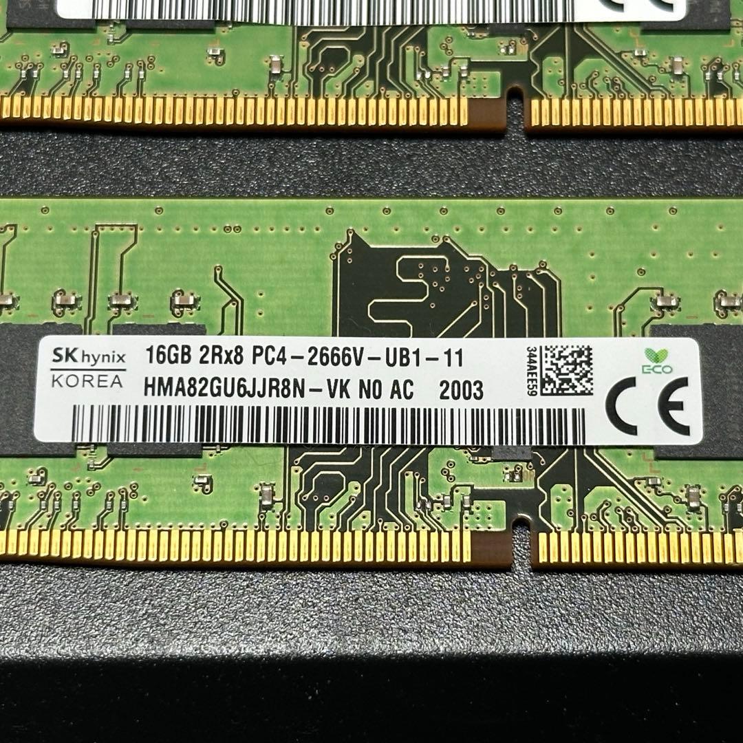 【動作保証】DDR4-2666 32GB(16GB×2) SK hynix