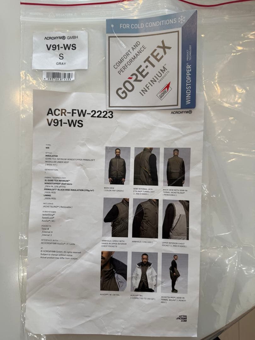 acronym vest V91-WS GRAY S アクロニウム