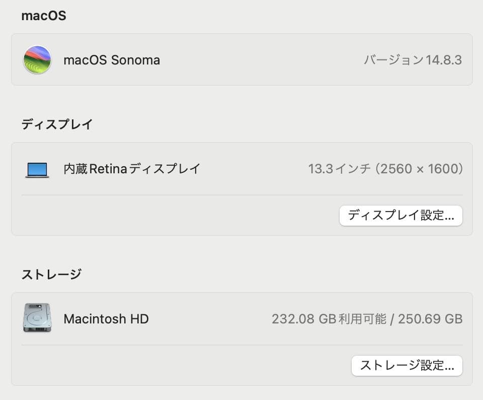 MacBook本体 MacBook Air Retina 13-inch 2018 8GB 256G