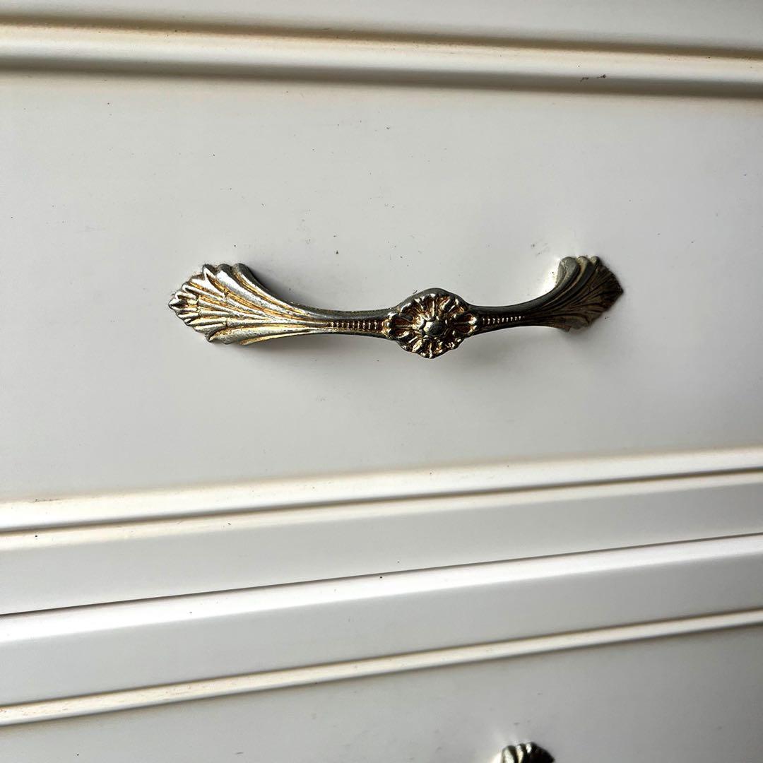 取付無料！ロココ調おしゃれアンティーク姫系猫脚クラシックアイボリー5段チェスト✨