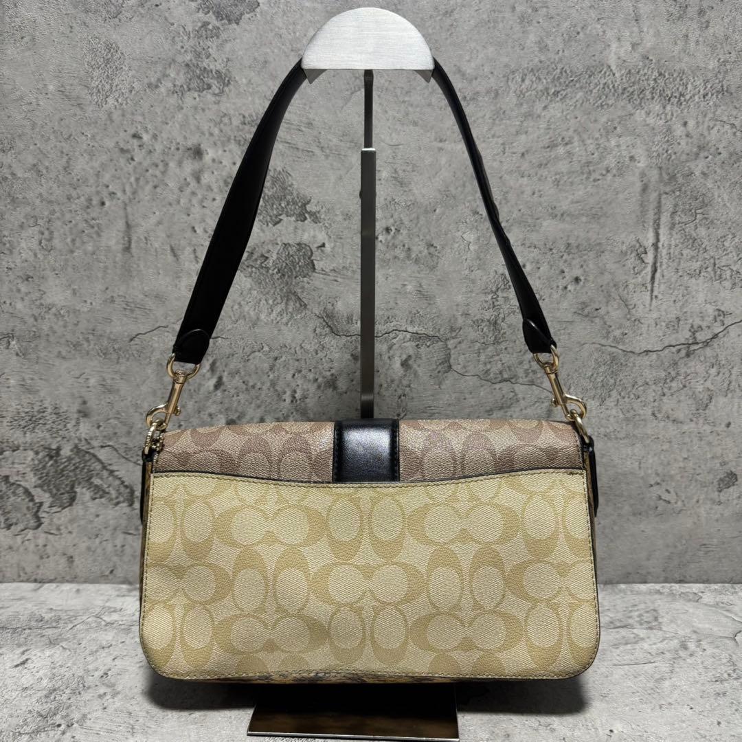 極美品✨️コーチ ワンショルダーバッグ ジョージ タビー PVC レザー 蛇柄 黒