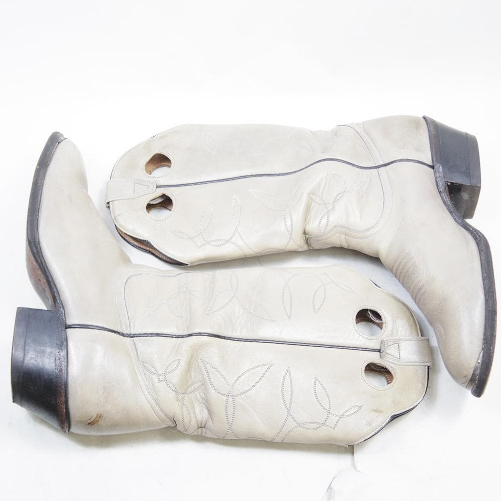 28.5cm BOULET ウエスタンブーツ アイボリー　P4177