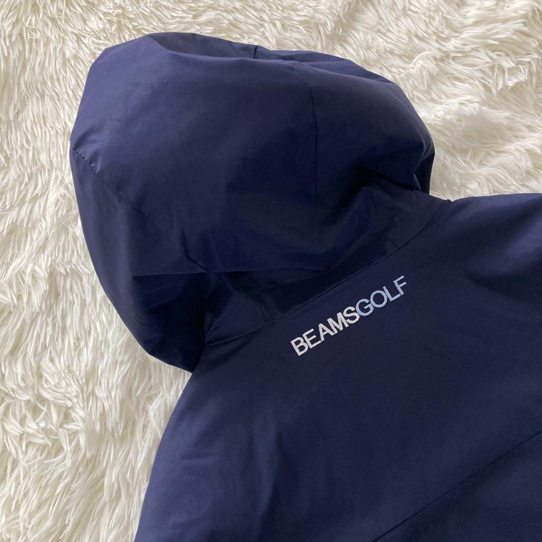 ビームスゴルフ ナイロンジャケット 中綿 S フード ネイビー ダブルジップ