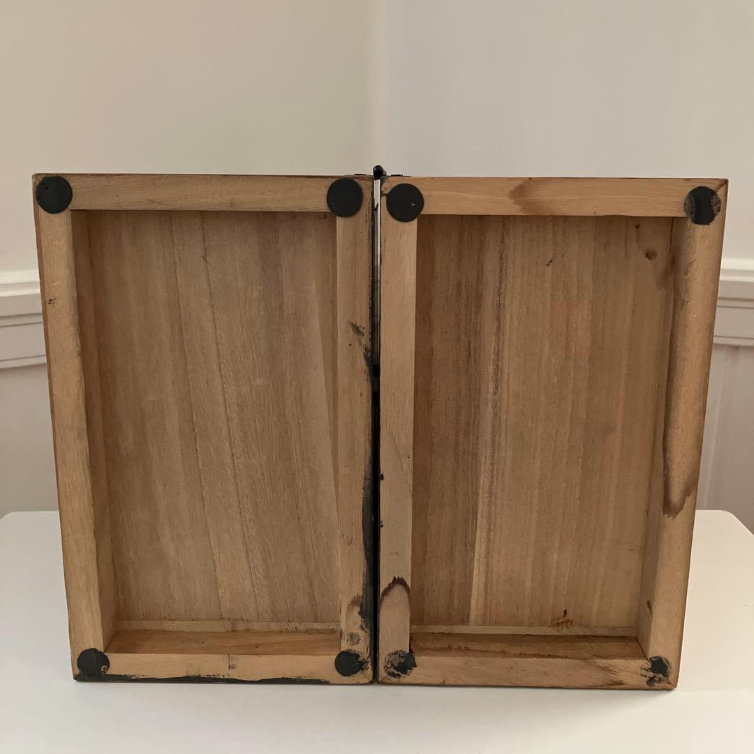 ダークブラウン木製折りたたみ式小物収納引き出し4個