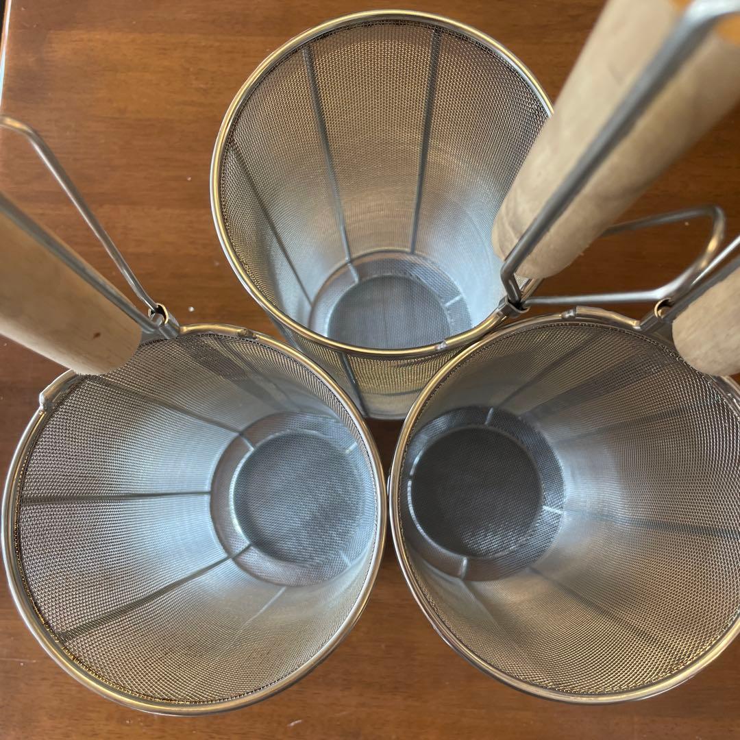 【3点セット】業務用　木柄　てぼ　バスタ　スパゲッティ　φ110×H300