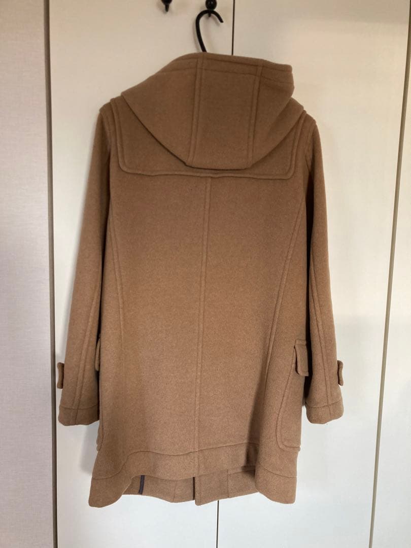 BLUE BLUE メンズ ベージュダッフルロングコート フード付き