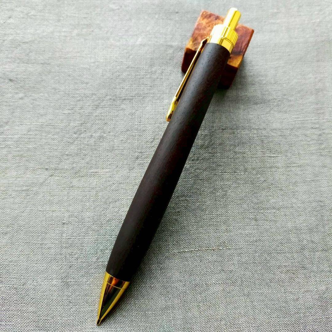 小笠原桑　ハンドメイド　木軸シャープペン　0.5mm　天然木　ゴールド