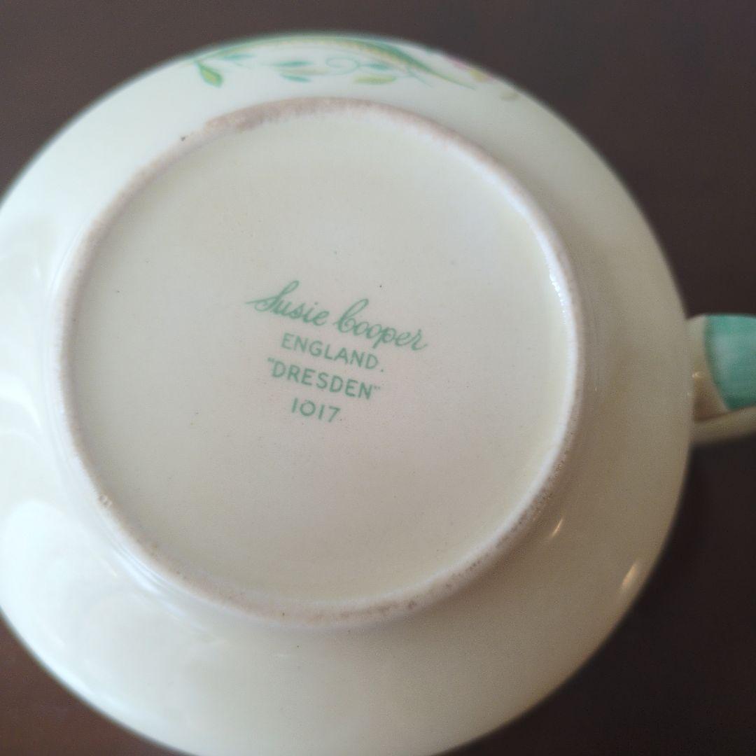 レア＊スージークーパー＊スクエアプレート＊ドレスデン＊グレービーソースボウル