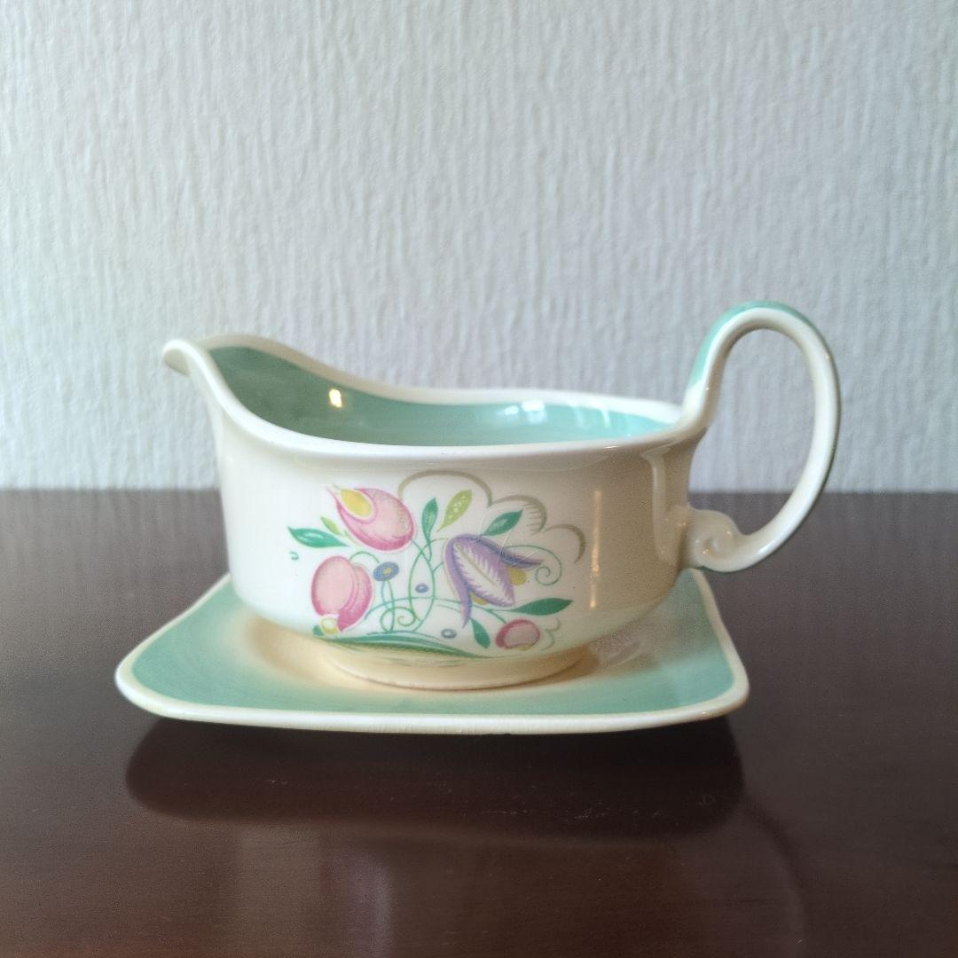 レア＊スージークーパー＊スクエアプレート＊ドレスデン＊グレービーソースボウル