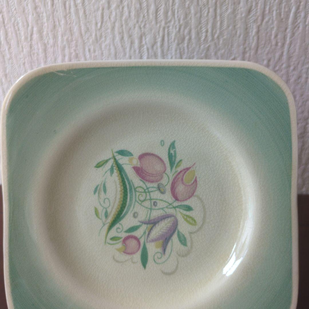 レア＊スージークーパー＊スクエアプレート＊ドレスデン＊グレービーソースボウル