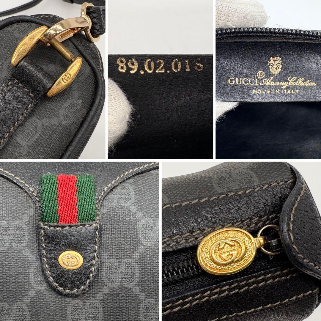 希少 GUCCI オールドグッチ シェリーライン ショルダーバッグ GG柄 黒