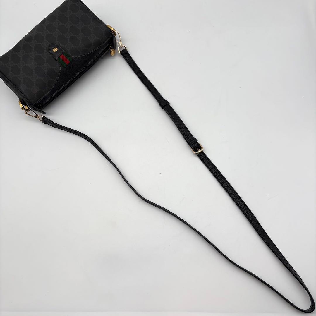 希少 GUCCI オールドグッチ シェリーライン ショルダーバッグ GG柄 黒