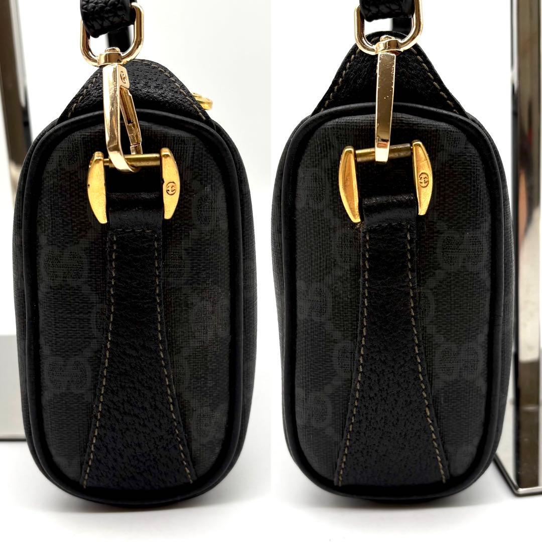 希少 GUCCI オールドグッチ シェリーライン ショルダーバッグ GG柄 黒