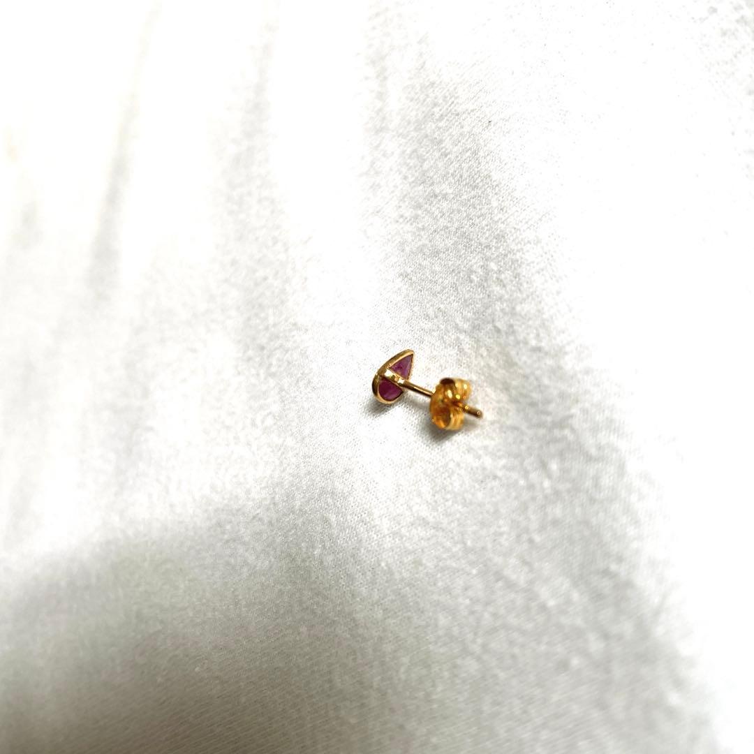 artida oud K10 ペアシェイプ　ルビー スタッド　シングルピアス