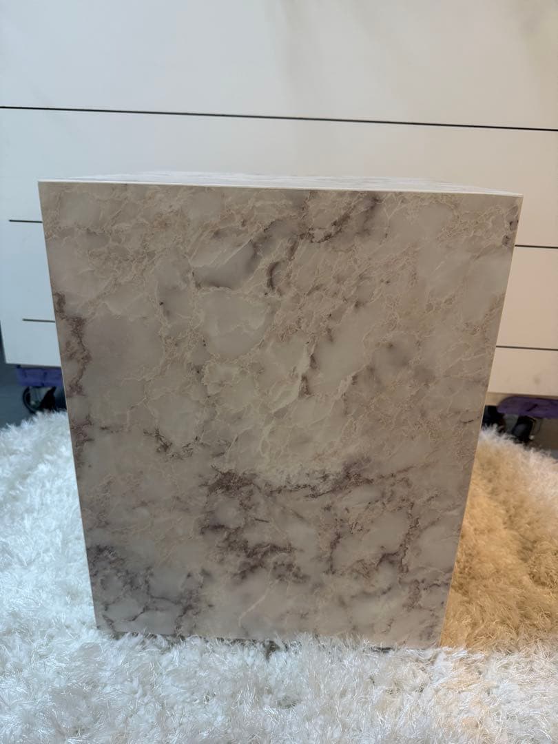 Wood style サイドテーブル　大理石調