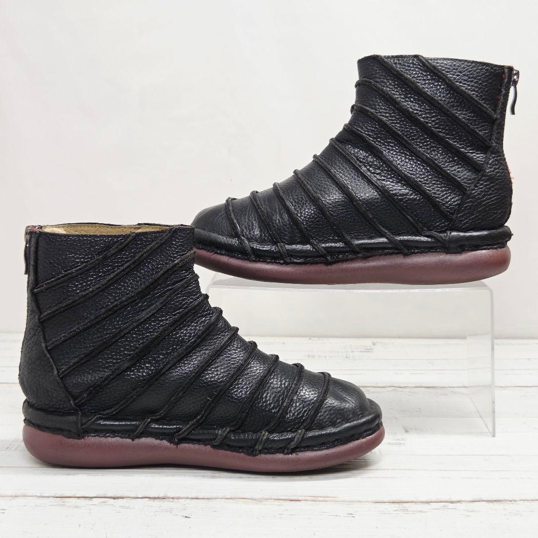 【美品】Estacion エスタシオン ショートブーツ シュリンクレザー M