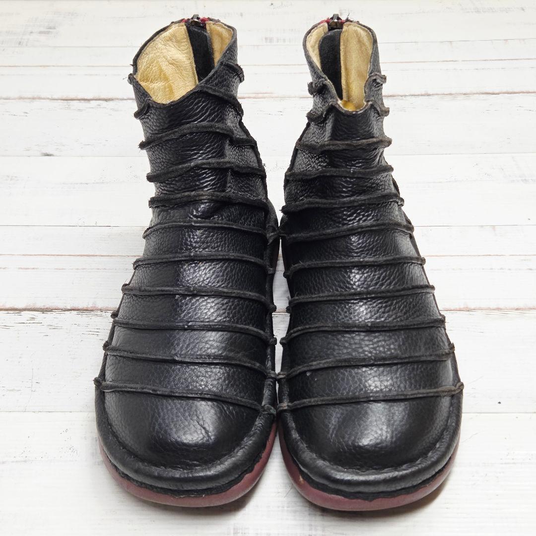 【美品】Estacion エスタシオン ショートブーツ シュリンクレザー M