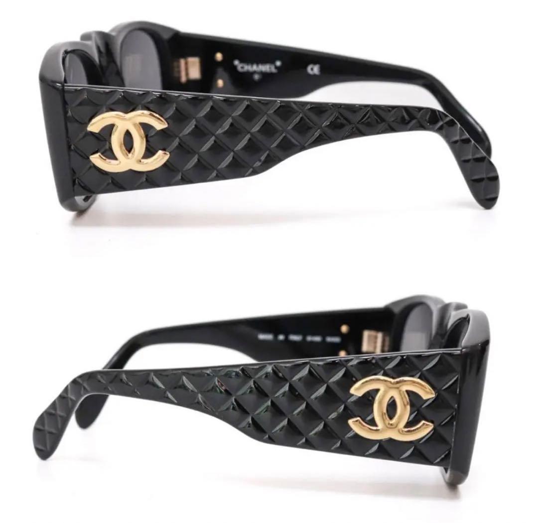 【極美品】シャネル サングラス マトラッセ×CCロゴ ブラック×ゴールド 714