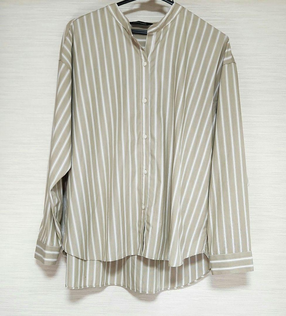 OUR　綿100%の播州織シャツ　ベージュ系