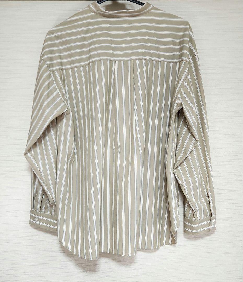 OUR　綿100%の播州織シャツ　ベージュ系