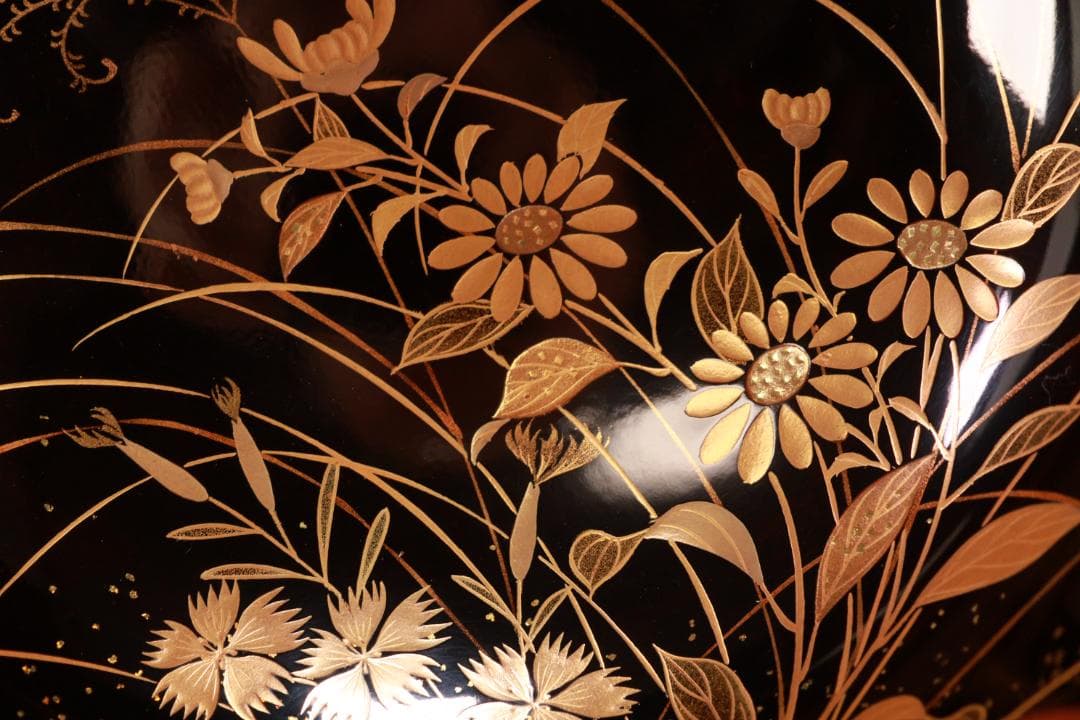 はる、BJ031A 時代輪島塗　秋乃草図金蒔絵　あつもの椀　吸物椀　二客