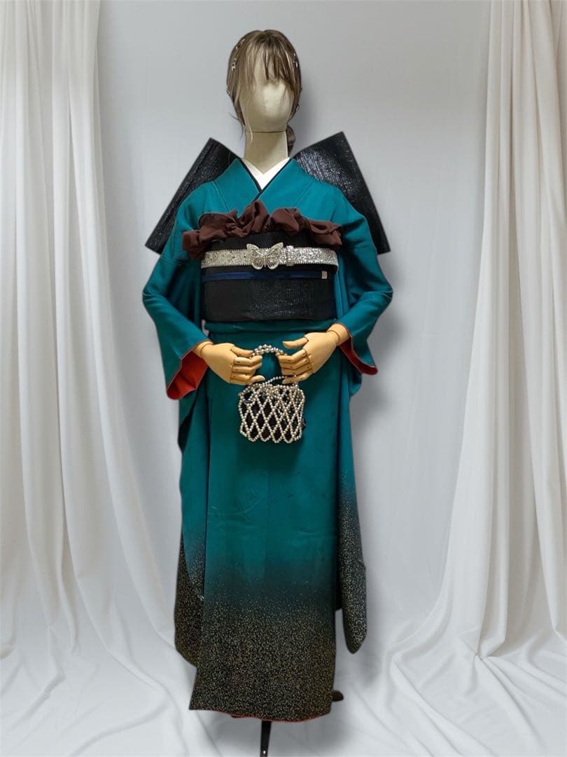 振袖 フルセット グリーン ターコイズ ぼかし