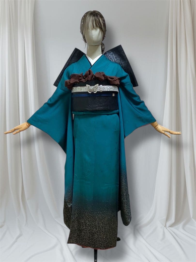 振袖 フルセット グリーン ターコイズ ぼかし