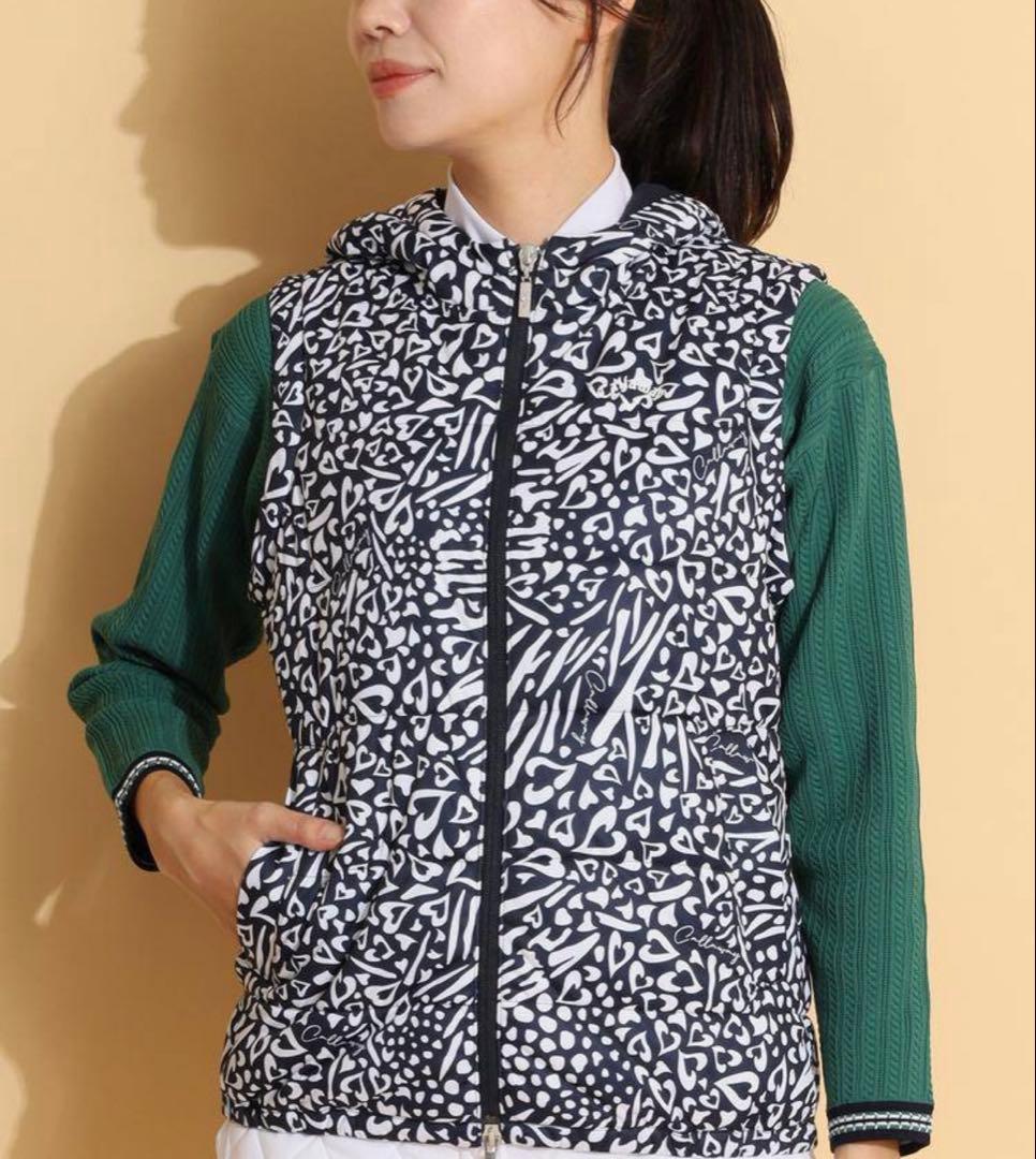 Callaway 2way 中綿 フード付き ジップ ジャケット ベスト 柄