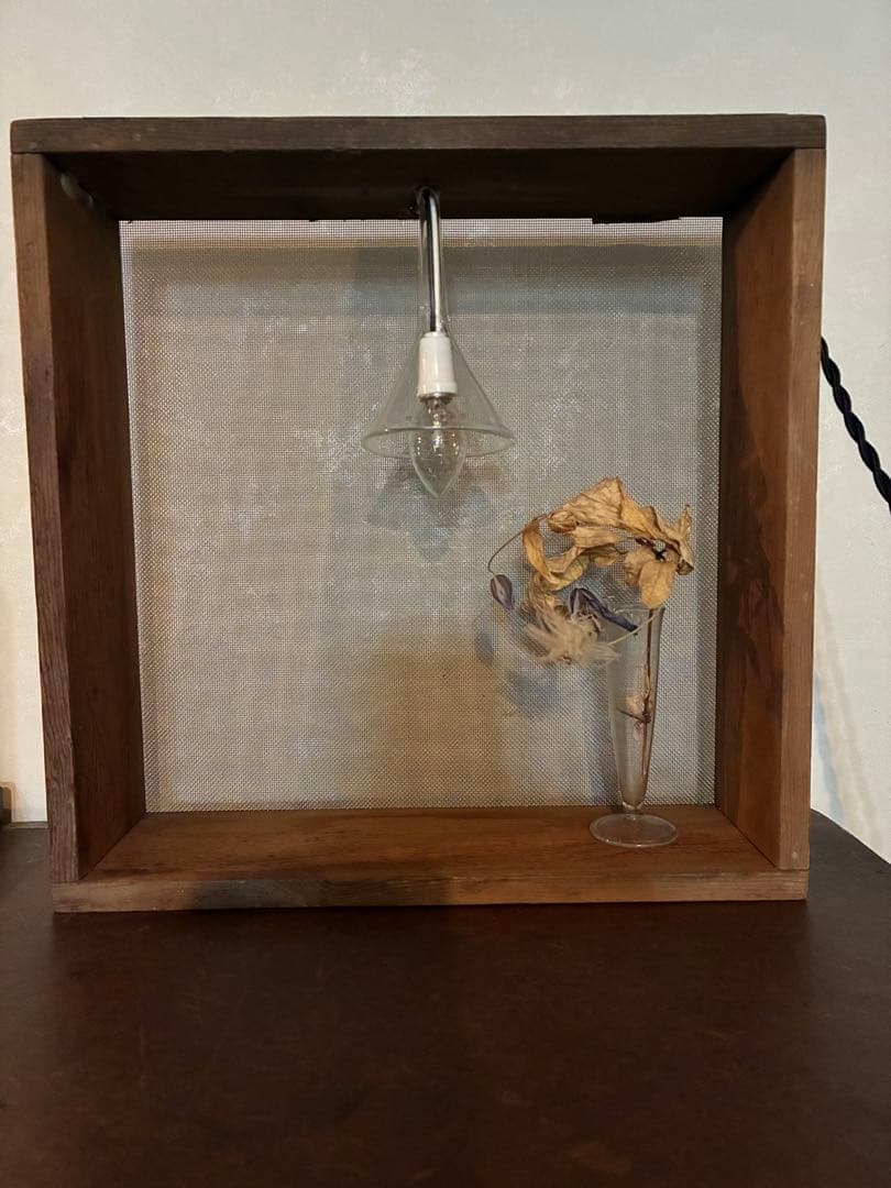 古道具 ライト 置き型 照明 古材 シャビー 木箱 漏斗 古雑貨