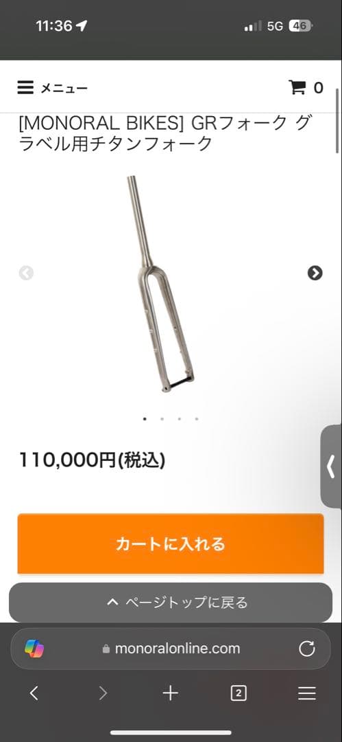 A*6様 Hi-Light チタン グラベル フロントフォーク