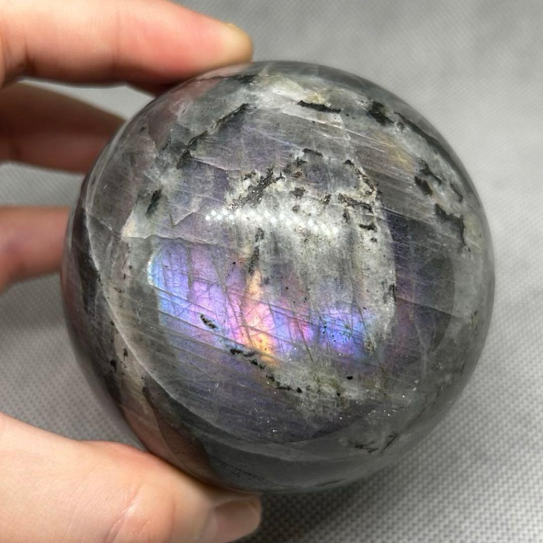 直径7.4cm　カラフル　ラブラドライト　BIG　スフィア　レア　丸玉　587g