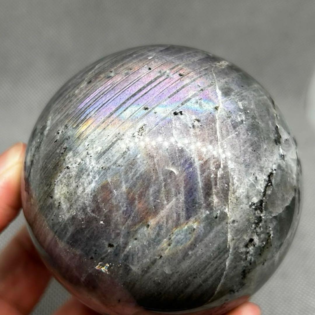 直径7.4cm　カラフル　ラブラドライト　BIG　スフィア　レア　丸玉　587g