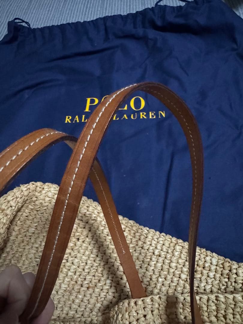 美品　ラルフローレン　ラフィアバッグ　かごバッグ