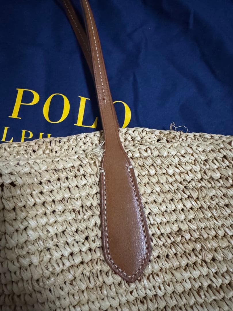 美品　ラルフローレン　ラフィアバッグ　かごバッグ